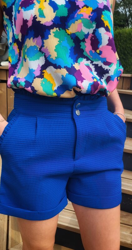 Short Wari bleu