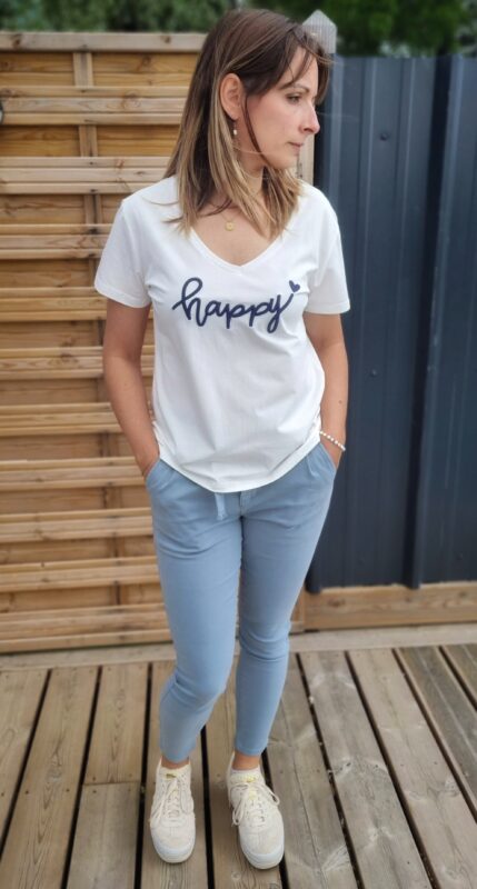 Tee-shirt Happy bleu – Image 5