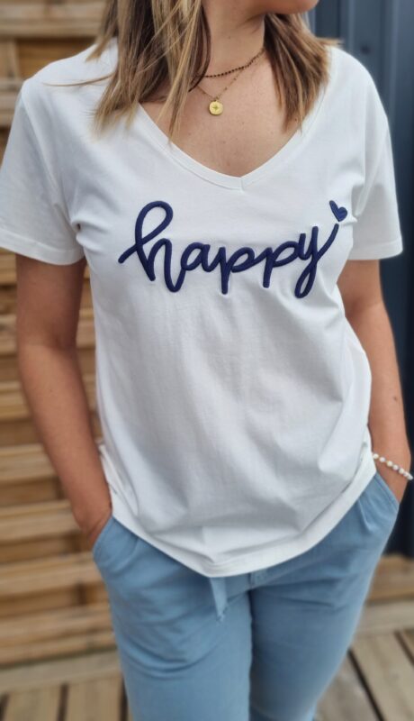 Tee-shirt Happy bleu – Image 6