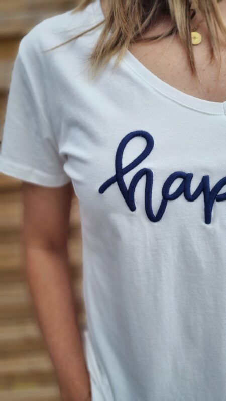 Tee-shirt Happy bleu – Image 2