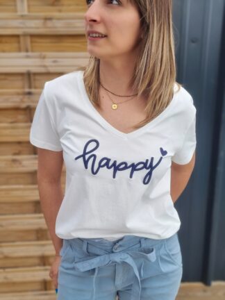 Tee-shirt Happy bleu