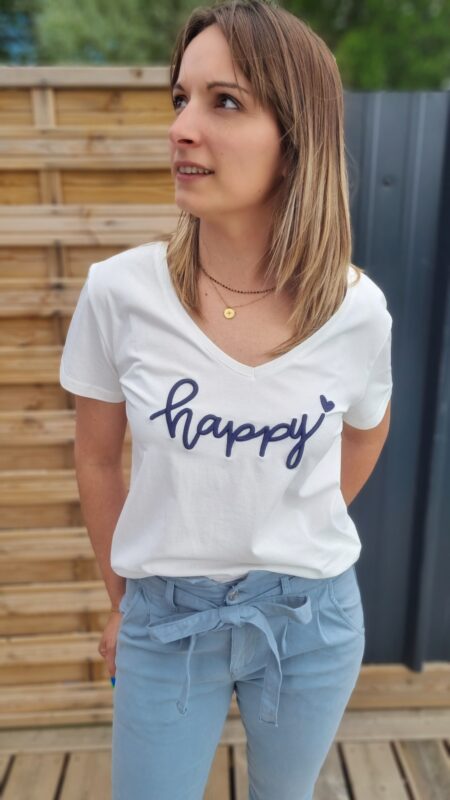 Tee-shirt Happy bleu