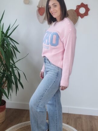 Jean wide leg bleu clair femme coupe large vue de profil