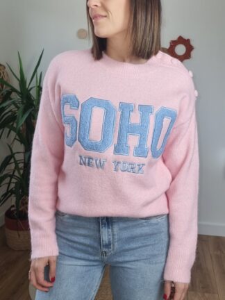 Pull femme rose SOHO New York maille douce